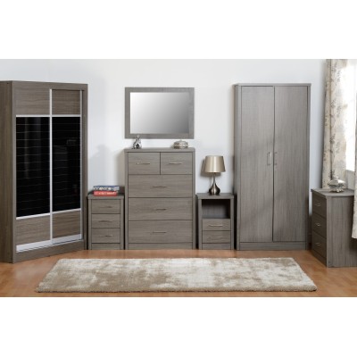 Lisbon 3 Drawer Bedside Locker - Black | Murphy Furniture