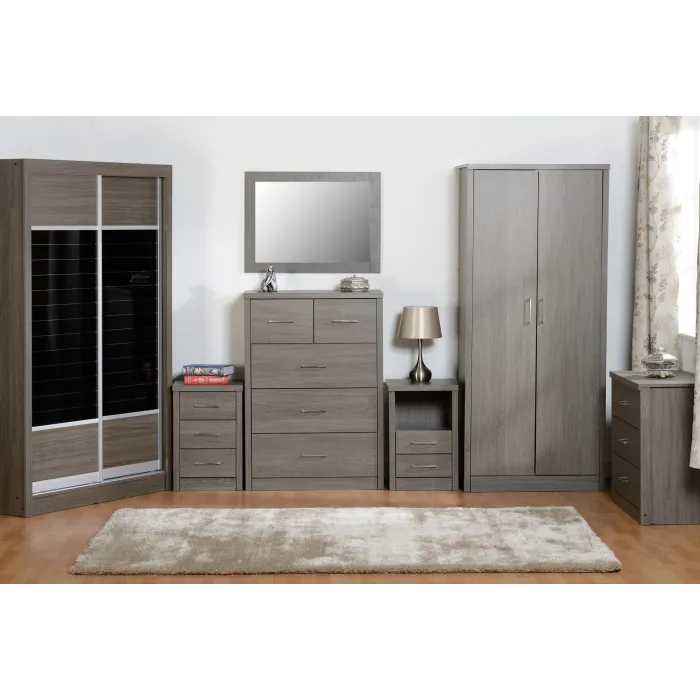 Lisbon 3 Drawer Bedside Locker - Black | Murphy Furniture