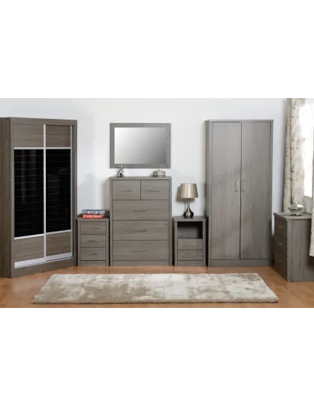 Lisbon 3 Drawer Bedside Locker - Black | Murphy Furniture