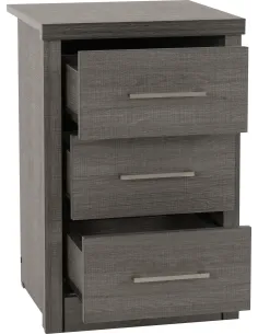 Lisbon 3 Drawer Bedside Locker - Black | Murphy Furniture 2