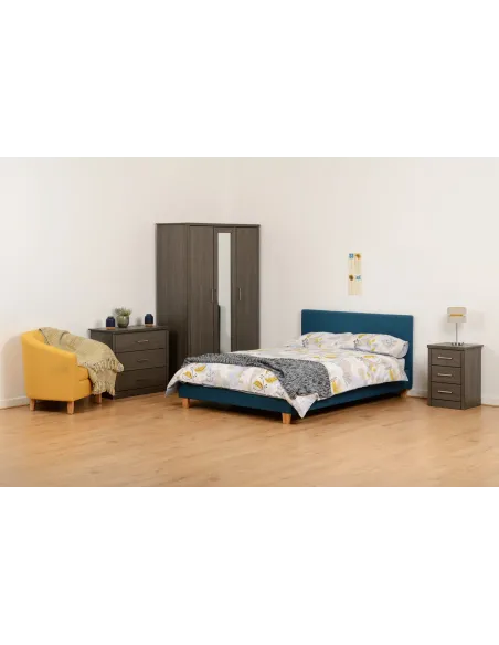 Lisbon 3 Drawer Bedside Locker - Black | Murphy Furniture
