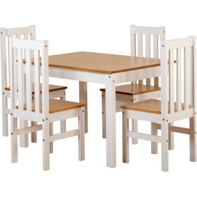 Ludlow 1+4 Dining Set - White/Oak Effect | Murphy Furniture