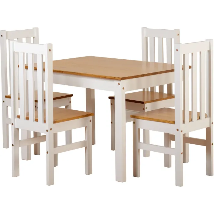 Ludlow 1+4 Dining Set - White/Oak Effect | Murphy Furniture