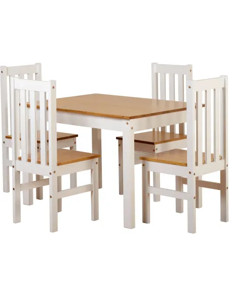 Ludlow 1+4 Dining Set - White/Oak Effect | Murphy Furniture