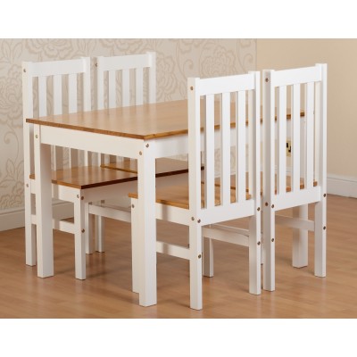 Ludlow 1+4 Dining Set - White/Oak Effect | Murphy Furniture