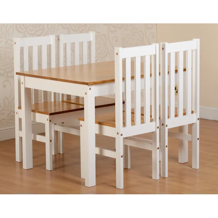 Ludlow 1+4 Dining Set - White/Oak Effect | Murphy Furniture
