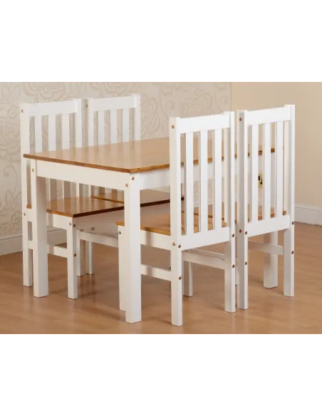 Ludlow 1+4 Dining Set - White/Oak Effect | Murphy Furniture