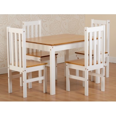 Ludlow 1+4 Dining Set - White/Oak Effect | Murphy Furniture