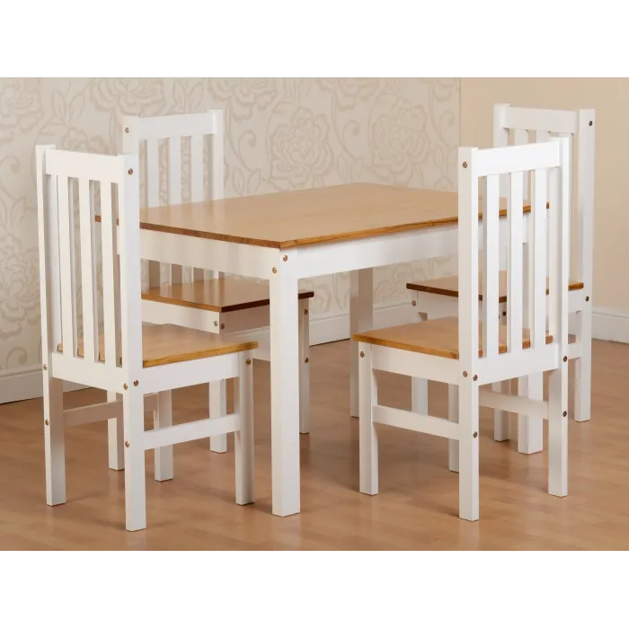 Ludlow 1+4 Dining Set - White/Oak Effect | Murphy Furniture