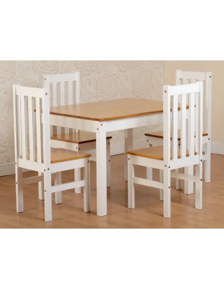 Ludlow 1+4 Dining Set - White/Oak Effect | Murphy Furniture