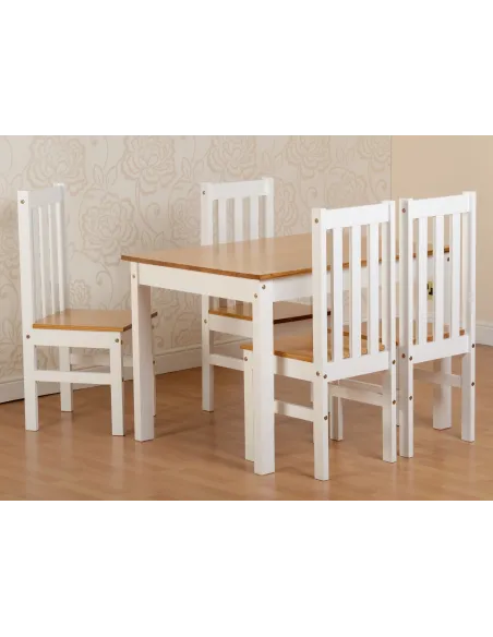 Ludlow 1+4 Dining Set - White/Oak Effect | Murphy Furniture
