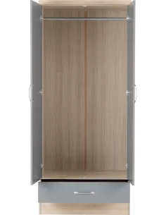 Nevada 2 Door 1 Drawer Wardrobe - Grey G | Murphy Furniture 2