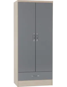 Nevada 2 Door 1 Drawer Wardrobe - Grey G | Murphy Furniture