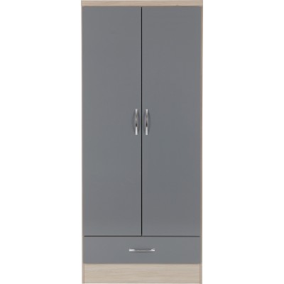 Nevada 2 Door 1 Drawer Wardrobe - Grey G | Murphy Furniture