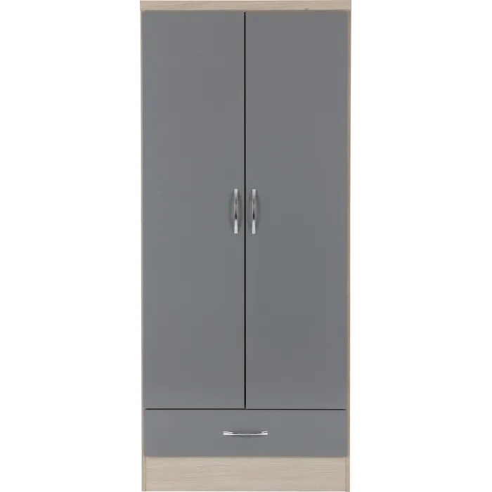 Nevada 2 Door 1 Drawer Wardrobe - Grey G | Murphy Furniture