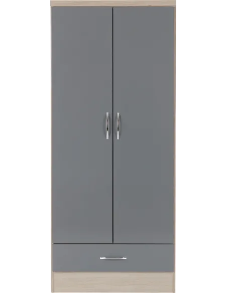 Nevada 2 Door 1 Drawer Wardrobe - Grey G | Murphy Furniture