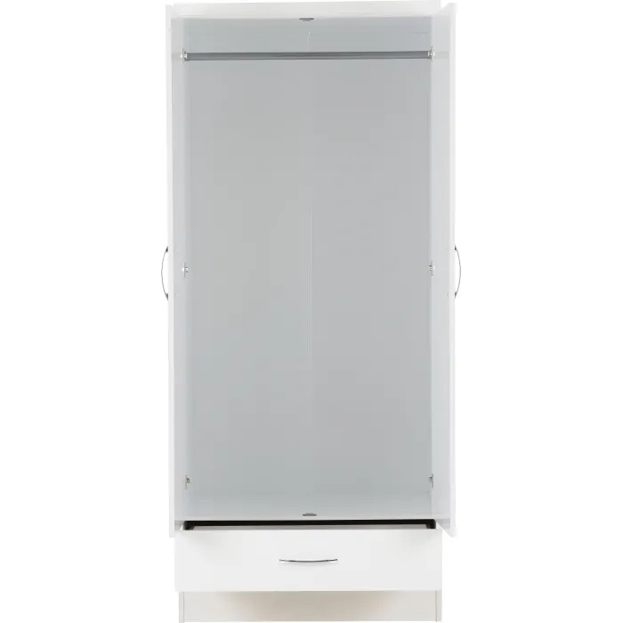Nevada 2 Door 1 Drawer Wardrobe - White | Murphy Furniture