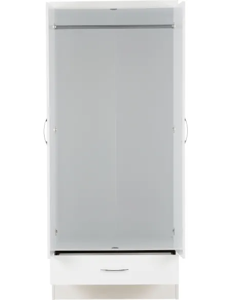 Nevada 2 Door 1 Drawer Wardrobe - White | Murphy Furniture