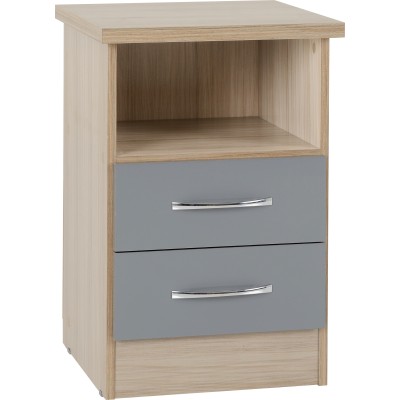 Nevada 2 Drawer Bedside Locker - Grey Gl | Murphy Furniture