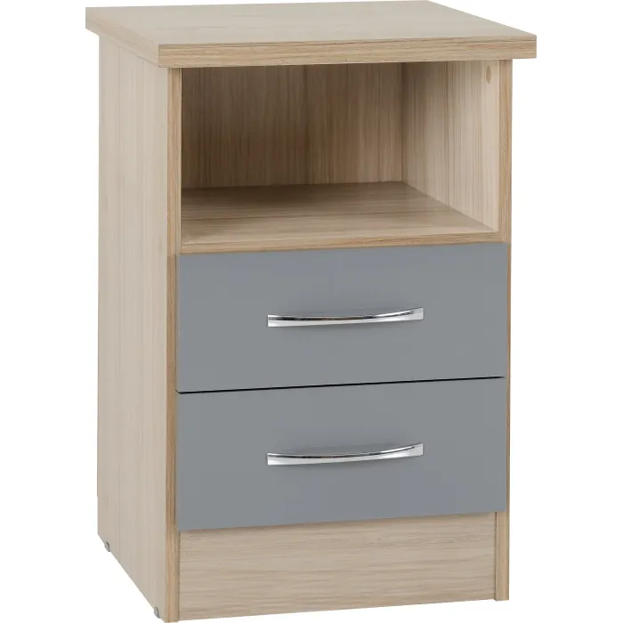 Nevada 2 Drawer Bedside Locker - Grey Gl | Murphy Furniture