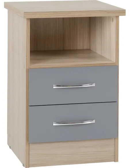 Nevada 2 Drawer Bedside Locker - Grey Gl | Murphy Furniture