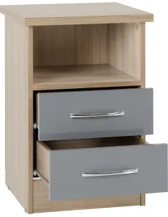 Nevada 2 Drawer Bedside Locker - Grey Gl | Murphy Furniture 2