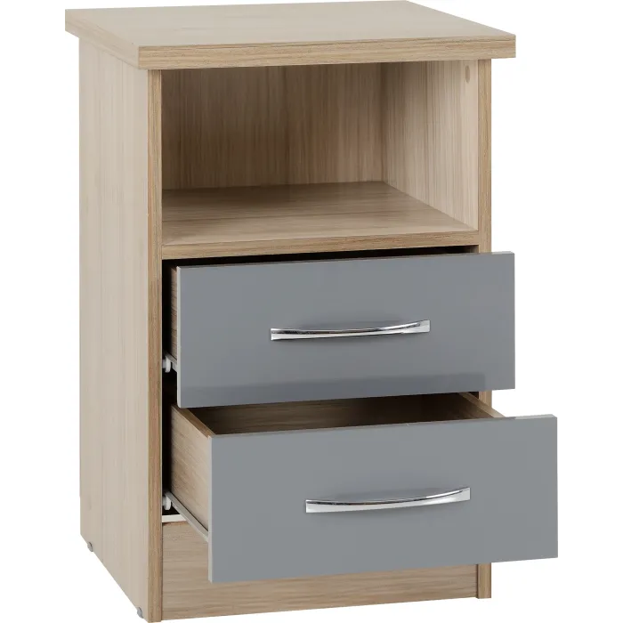Nevada 2 Drawer Bedside Locker - Grey Gl | Murphy Furniture