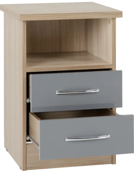 Nevada 2 Drawer Bedside Locker - Grey Gl | Murphy Furniture