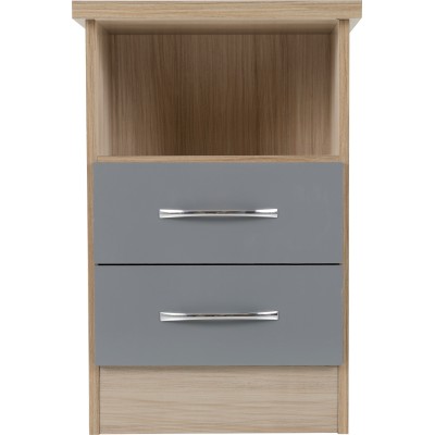 Nevada 2 Drawer Bedside Locker - Grey Gl | Murphy Furniture