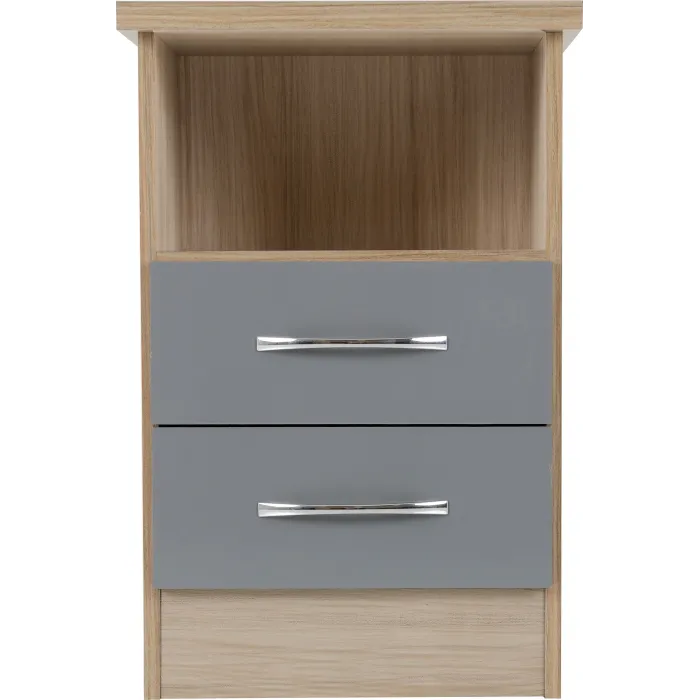 Nevada 2 Drawer Bedside Locker - Grey Gl | Murphy Furniture