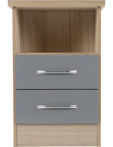 Nevada 2 Drawer Bedside Locker - Grey Gl | Murphy Furniture