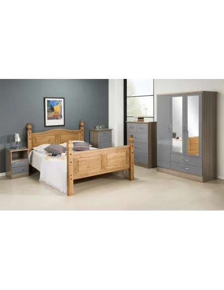 Nevada 2 Drawer Bedside Locker - Grey Gl | Murphy Furniture