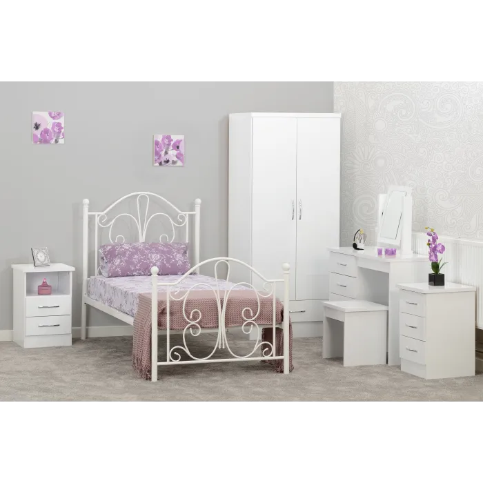 Nevada 2 Drawer Bedside Locker - White G | Murphy Furniture