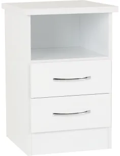 Nevada 2 Drawer Bedside Locker - White G | Murphy Furniture