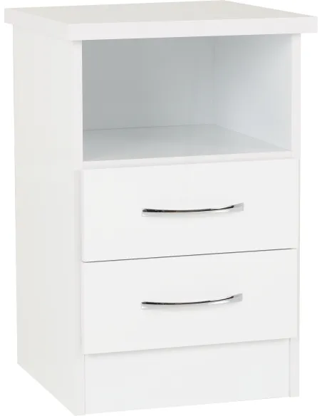 Nevada 2 Drawer Bedside Locker - White G | Murphy Furniture