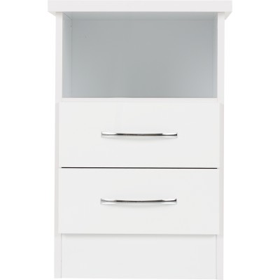 Nevada 2 Drawer Bedside Locker - White G | Murphy Furniture
