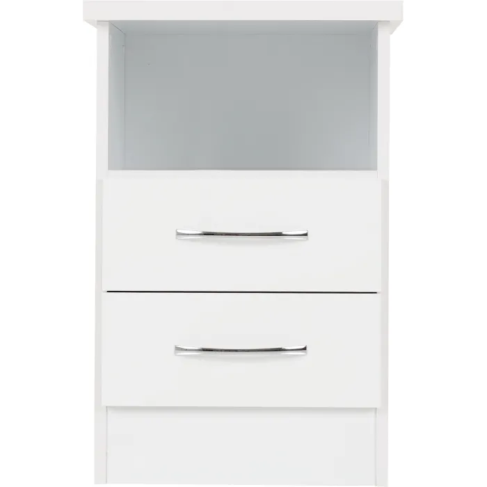 Nevada 2 Drawer Bedside Locker - White G | Murphy Furniture