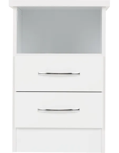 Nevada 2 Drawer Bedside Locker - White G | Murphy Furniture