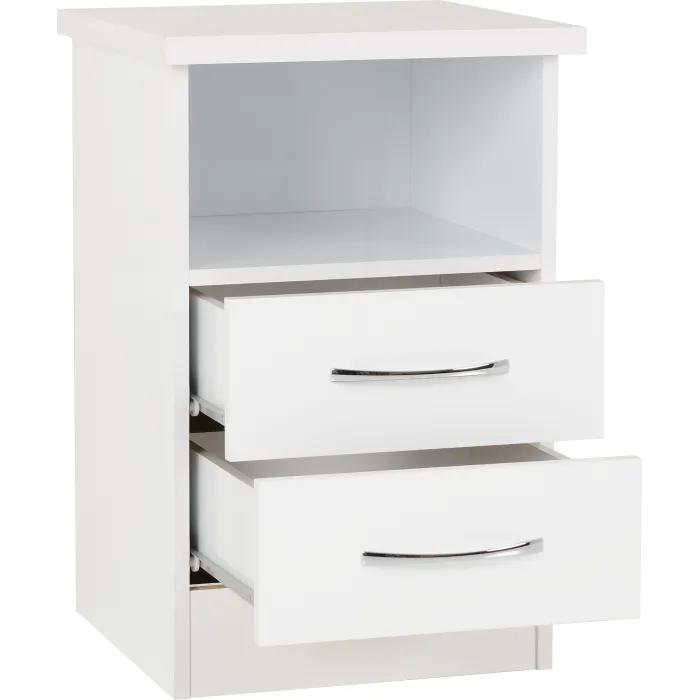 Nevada 2 Drawer Bedside Locker - White G | Murphy Furniture