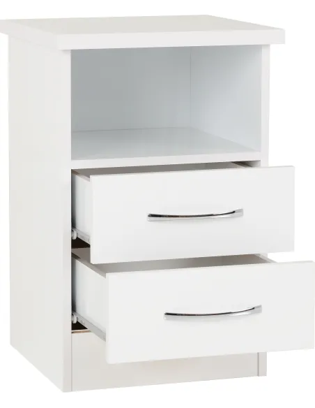 Nevada 2 Drawer Bedside Locker - White G | Murphy Furniture