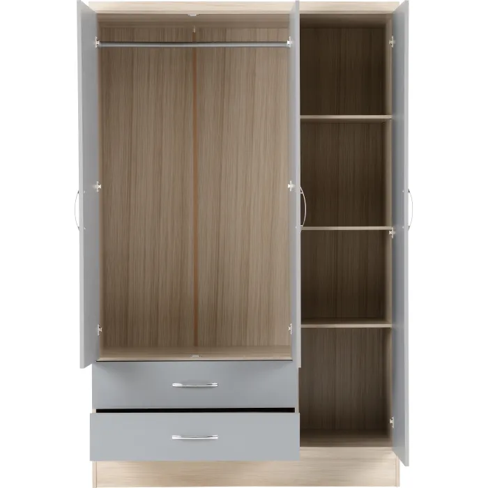 Nevada 3 Door 2 Drawer Wardrobe - Grey G | Murphy Furniture