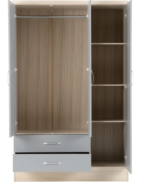 Nevada 3 Door 2 Drawer Wardrobe - Grey G | Murphy Furniture