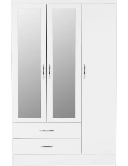 Nevada 3 Door 2 Drawer Wardrobe - White | Murphy Furniture