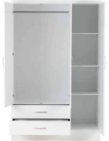 Nevada 3 Door 2 Drawer Wardrobe - White | Murphy Furniture