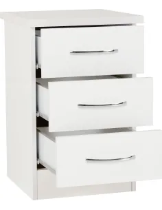 Nevada 3 Drawer Bedside Locker - White G | Murphy Furniture 2