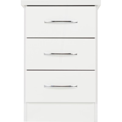 Nevada 3 Drawer Bedside Locker - White G | Murphy Furniture