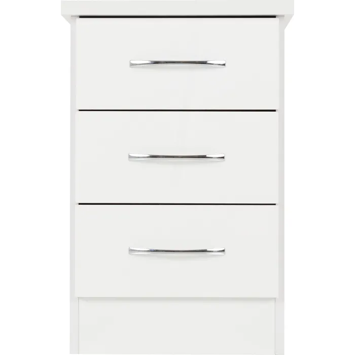 Nevada 3 Drawer Bedside Locker - White G | Murphy Furniture