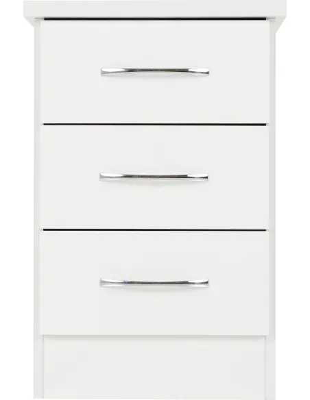 Nevada 3 Drawer Bedside Locker - White G | Murphy Furniture