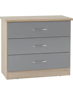 Nevada 3 Drawer Chest - Grey Gloss/Light | Murphy Furniture