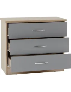Nevada 3 Drawer Chest - Grey Gloss/Light | Murphy Furniture 2
